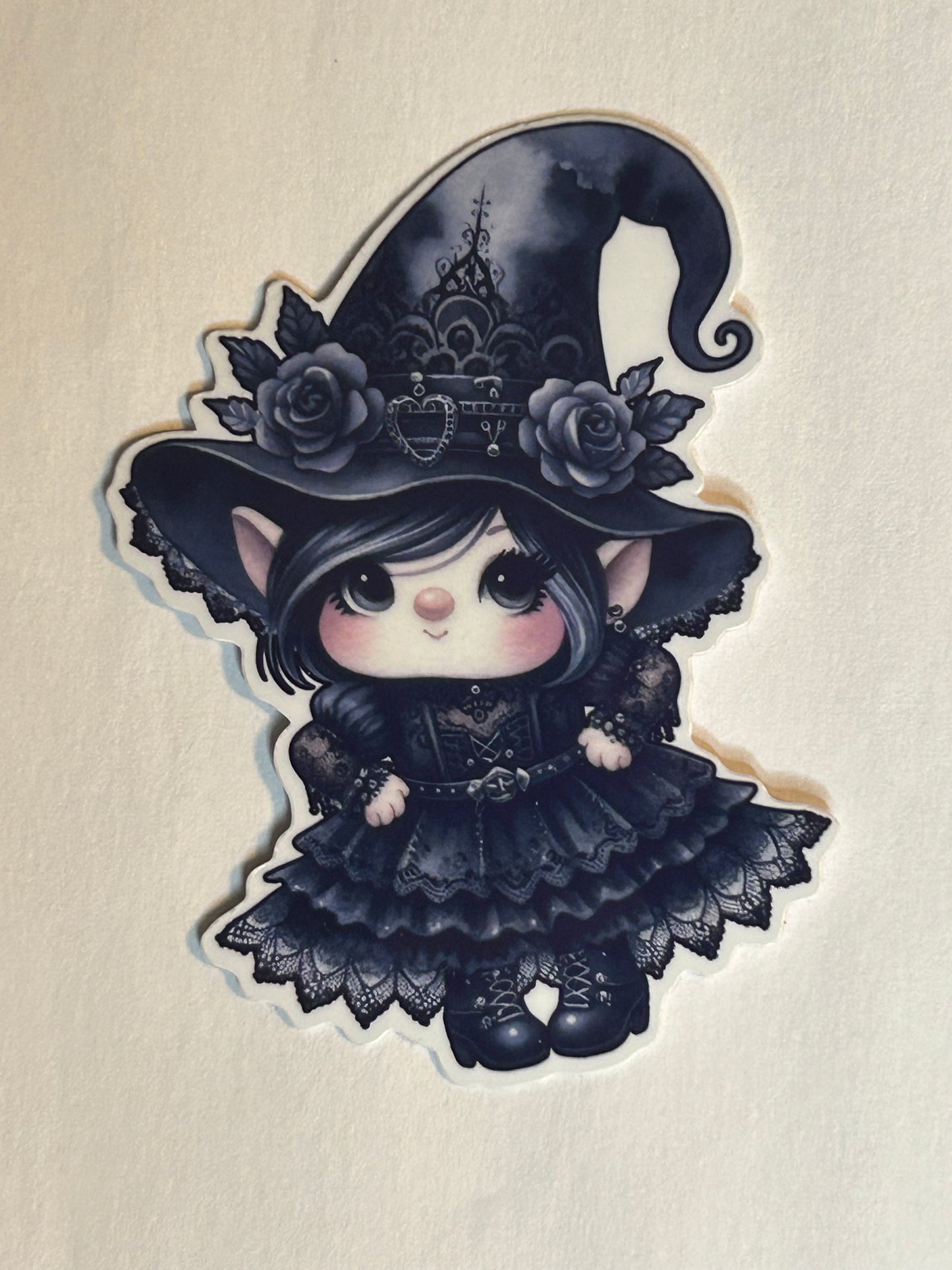 3” Glossy Goth Girl Gnome 2 Decorative Sticker