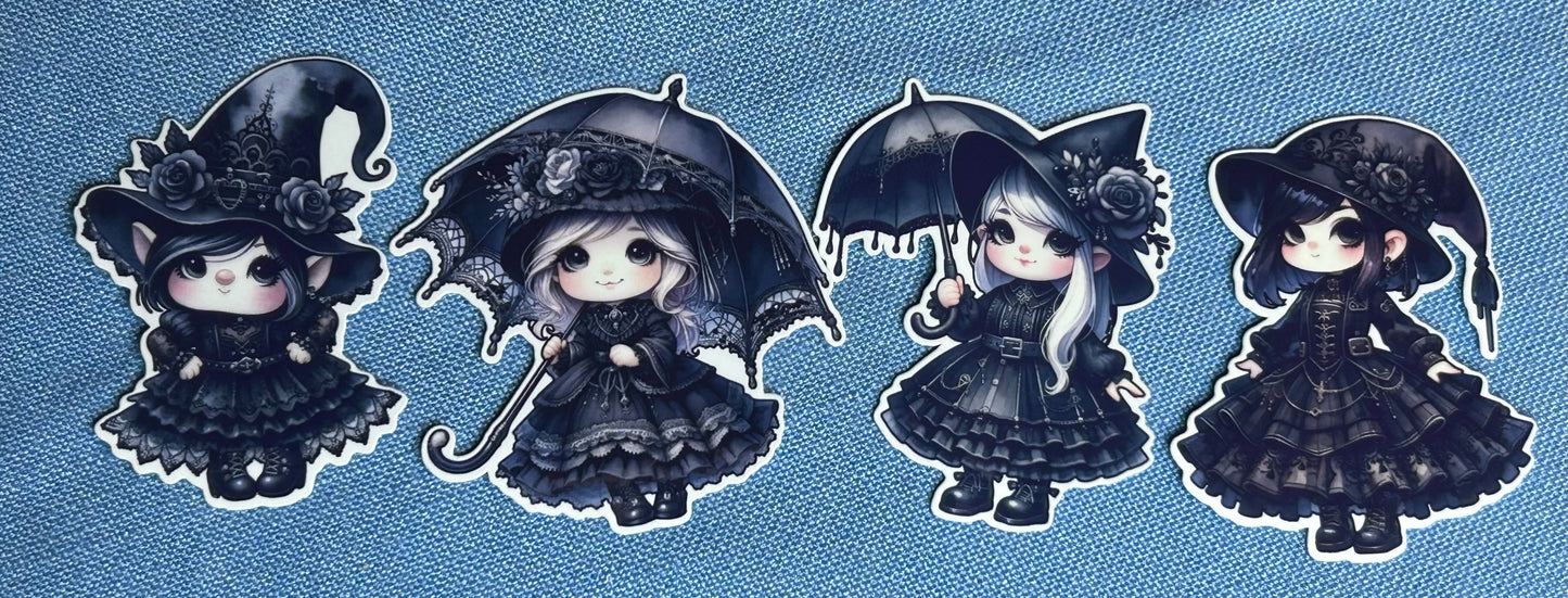 3” Glossy Goth Girl Gnome 4-pack