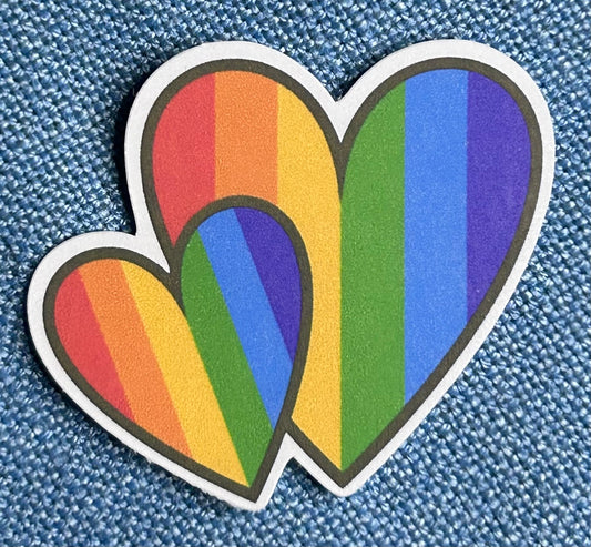 1.75” Rainbow Hearts Decorative Sticker