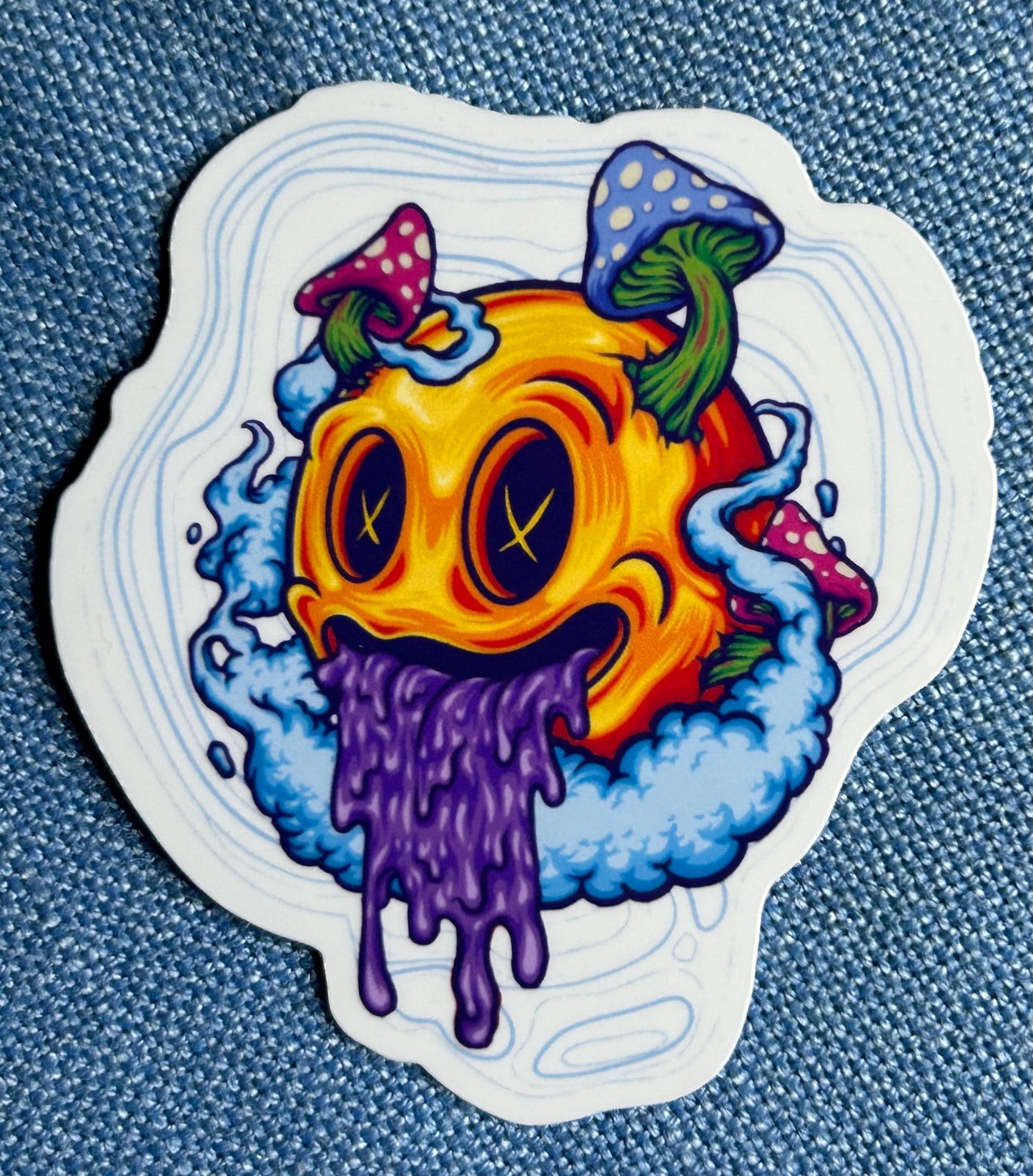 3” Glossy Psychedelic Emoji Decorative Sticker