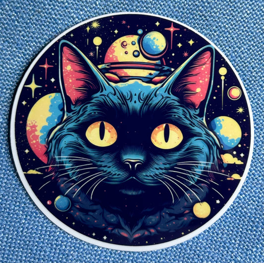 3” Glossy Space Cat Decorative Sticker