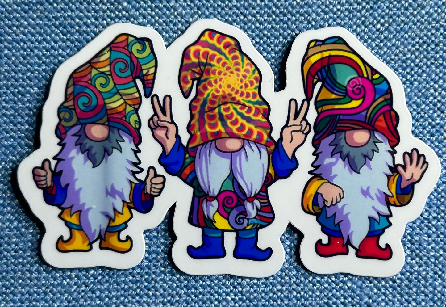 3” Glossy Hippie Gnome Trio 1 Decorative Sticker