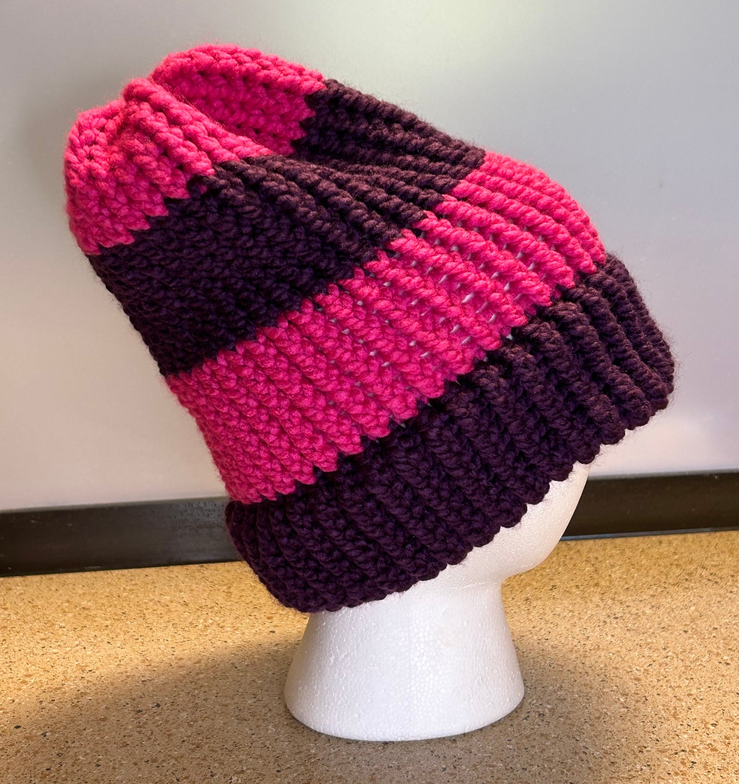 Large Handmade Cheshire Cat inspired Loom Knit Hat