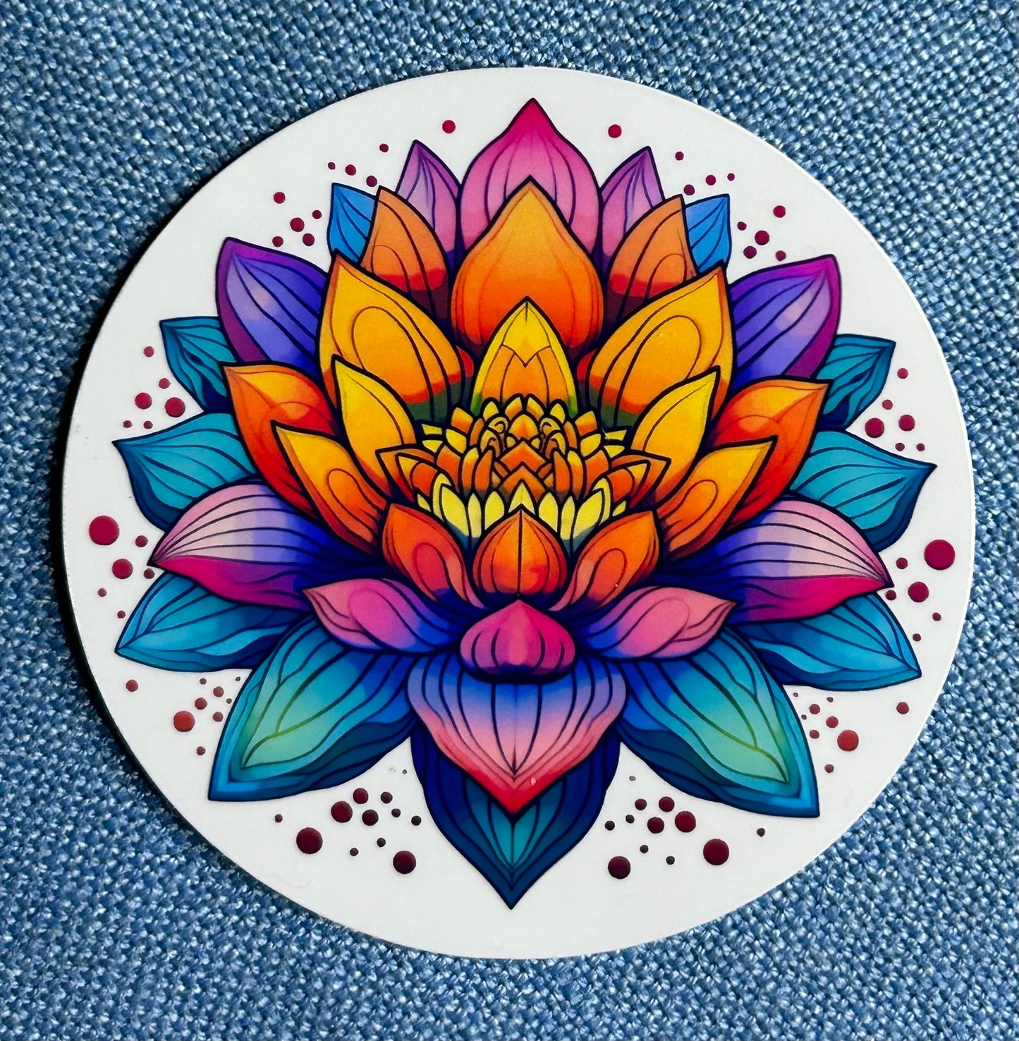 3” Glossy Lotus Flower Decorative Sticker