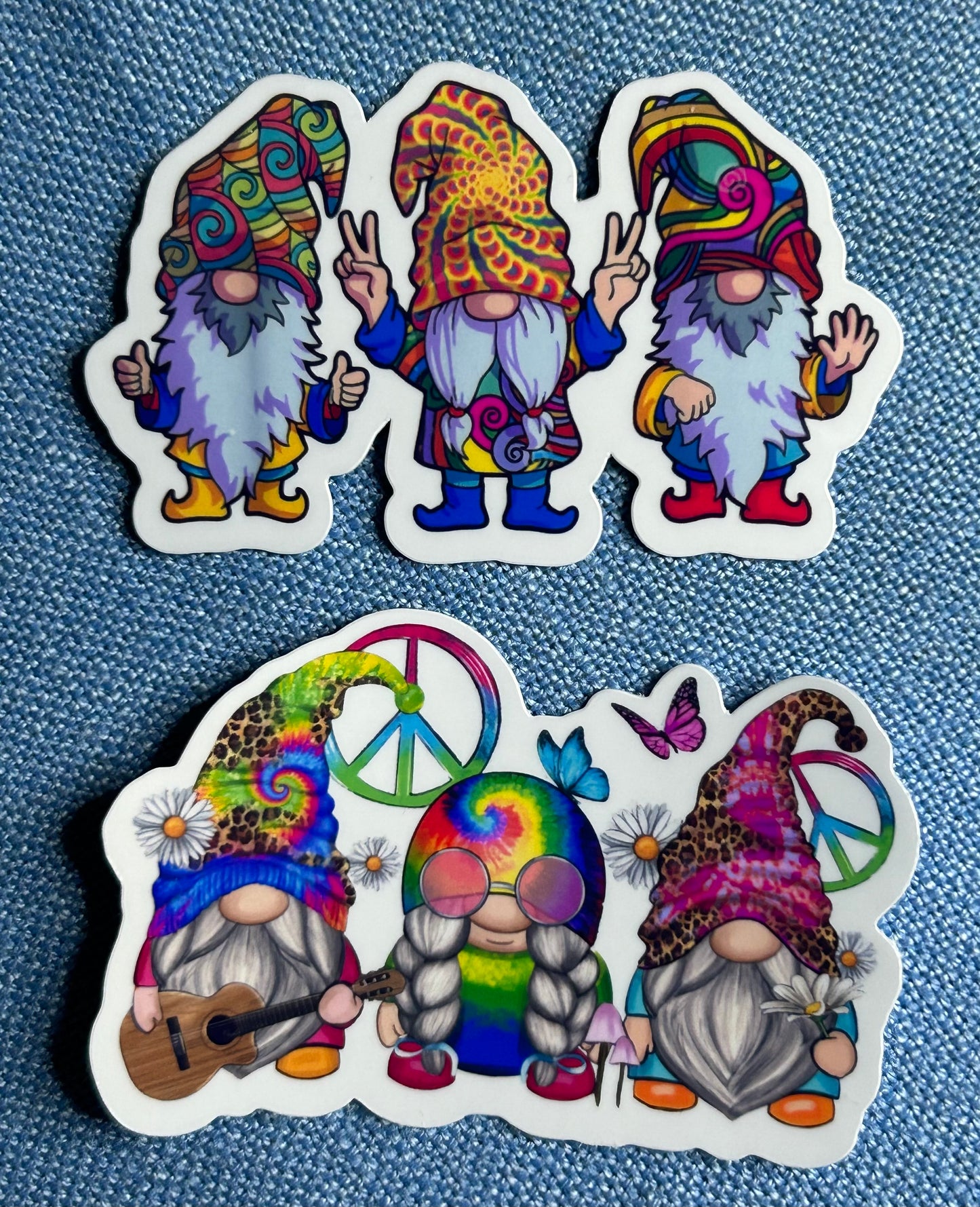 3” Glossy Hippie Gnome Trio 1 & 2 Decorative Stickers