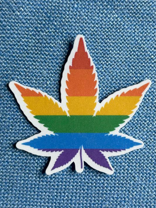 2” Rainbow Cannabis Leaf Decorate Sticker