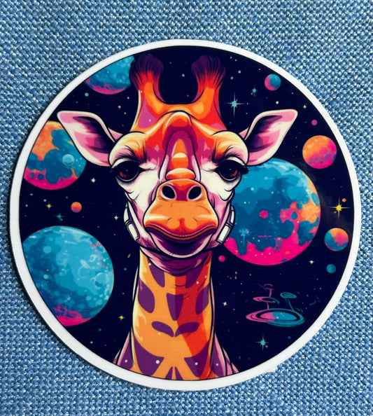 3” Glossy Psychedelic Giraffe Decorative Sticker