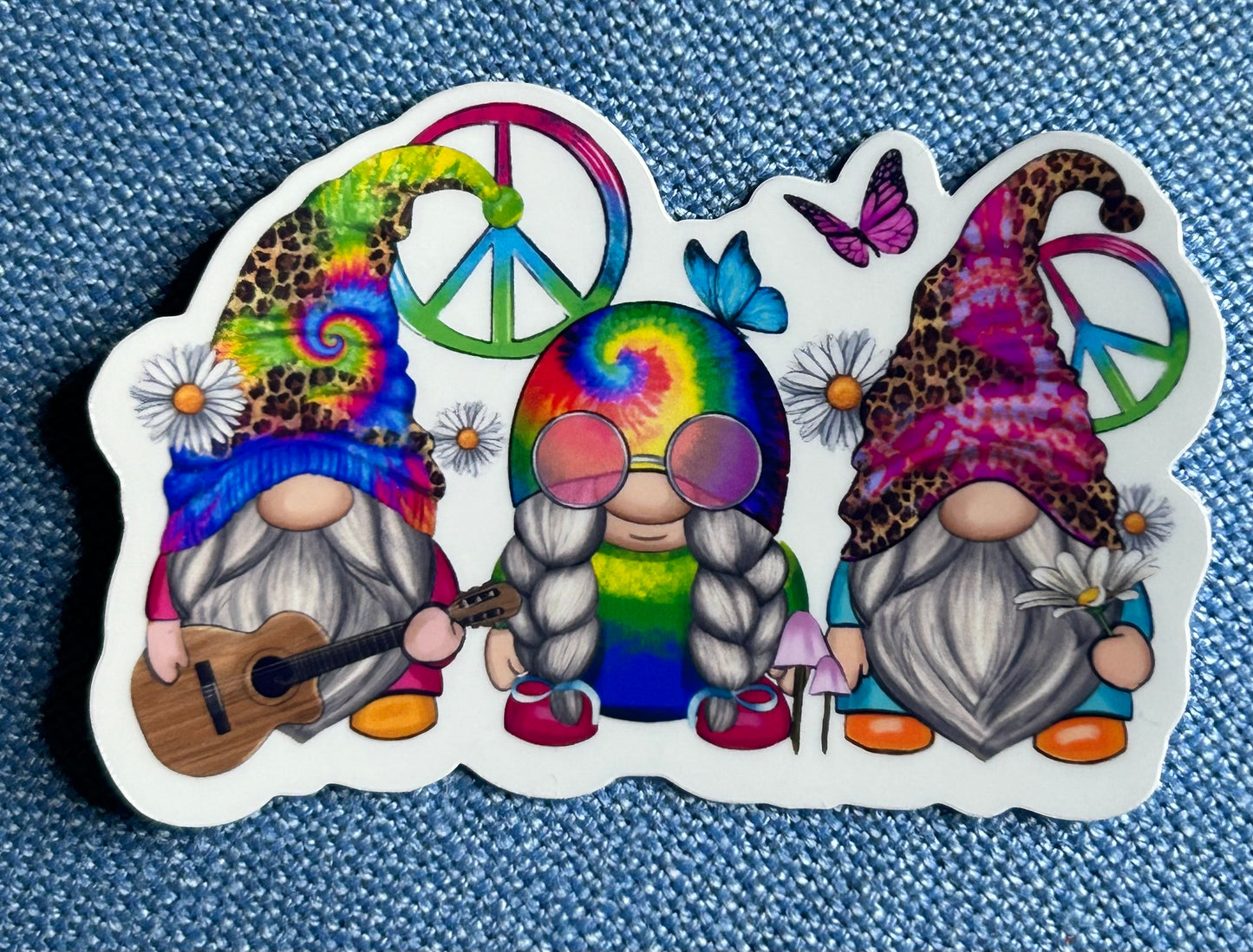 3” Glossy Hippie Gnome Trio 2 Decorative Sticker