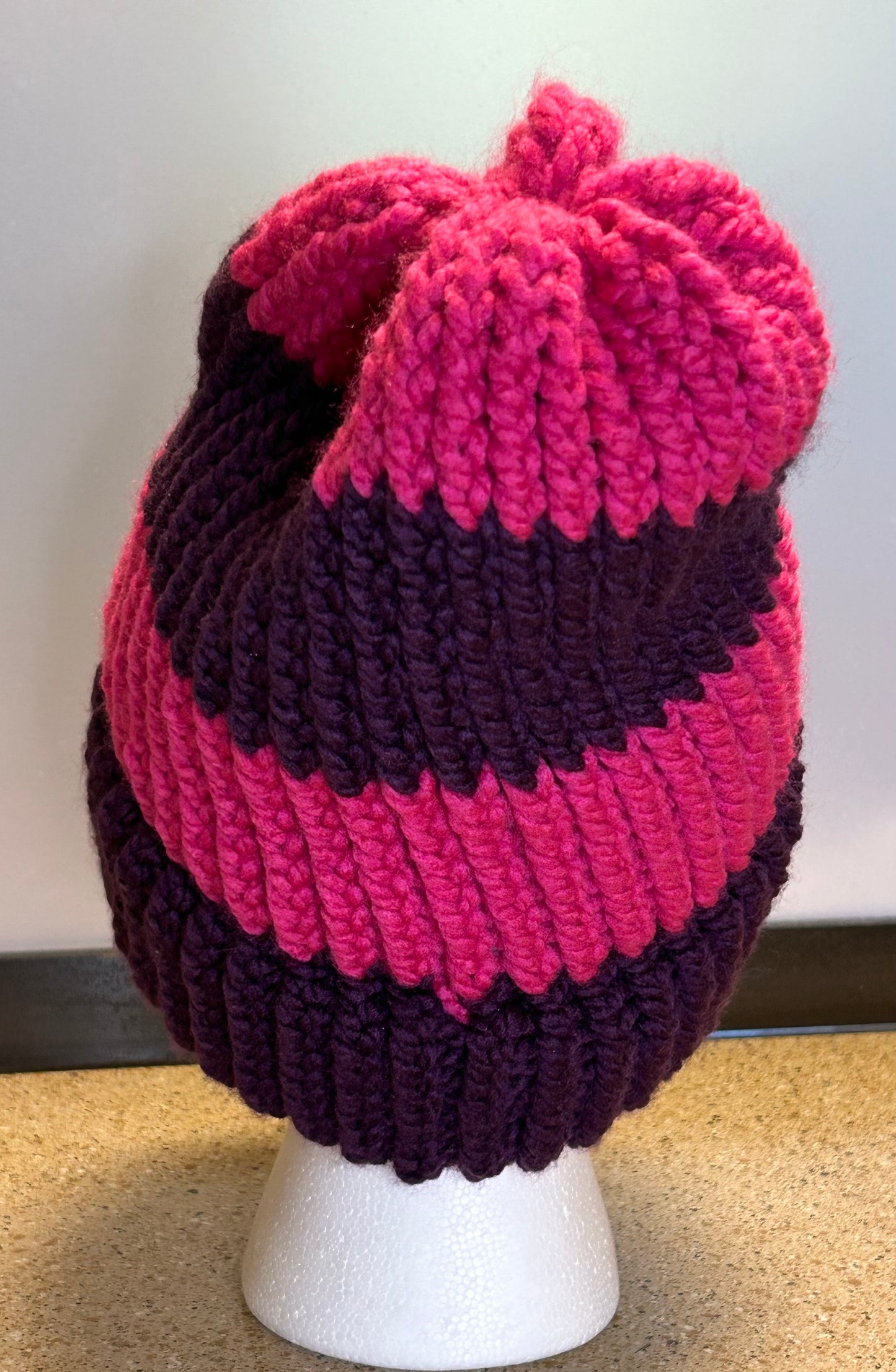 Large Handmade Cheshire Cat inspired Loom Knit Hat