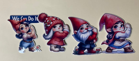 3” Can Do Gnome 4-pack Decorative Stickers