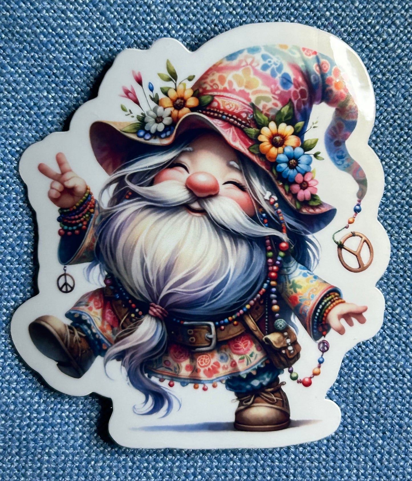 3” Glossy Hippie Gnome 5 Decorative Stickers