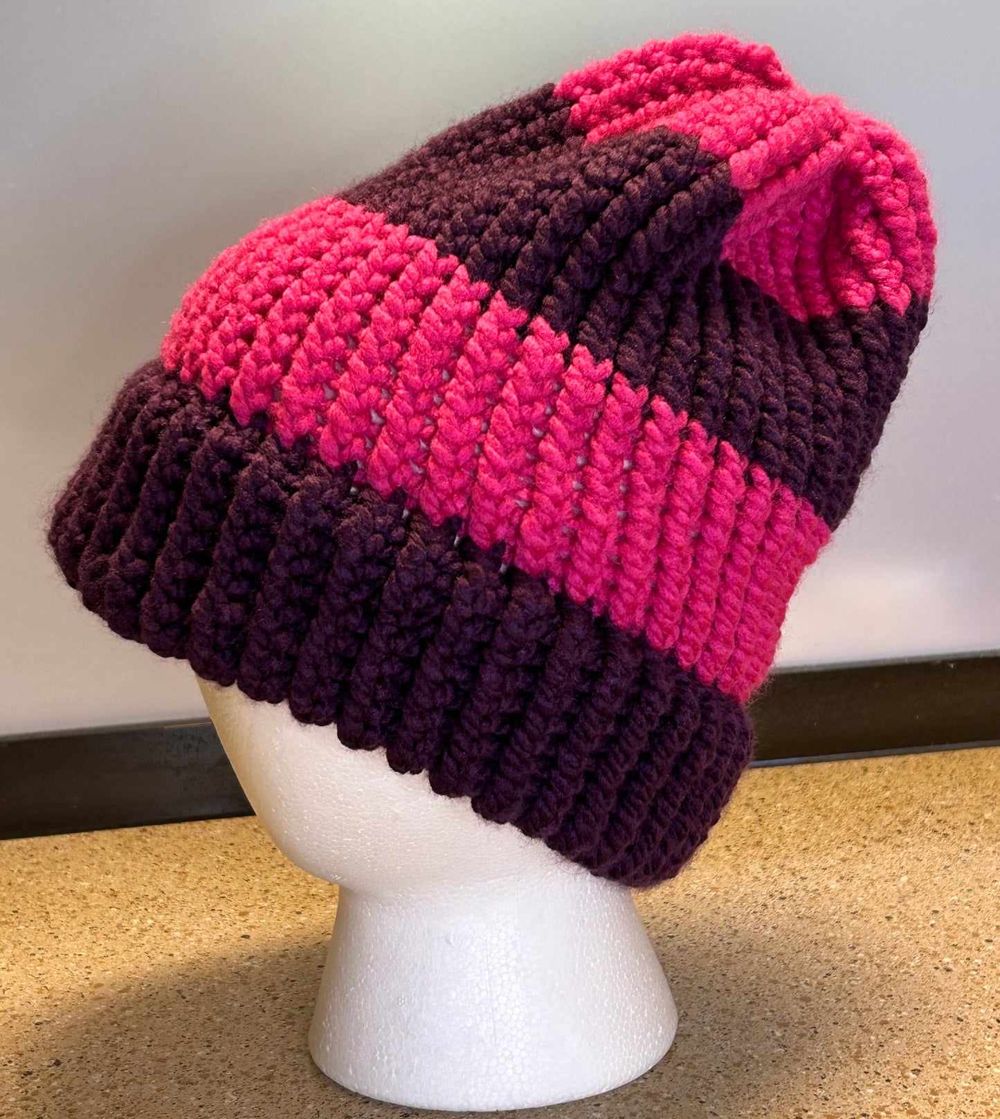 Large Handmade Cheshire Cat inspired Loom Knit Hat