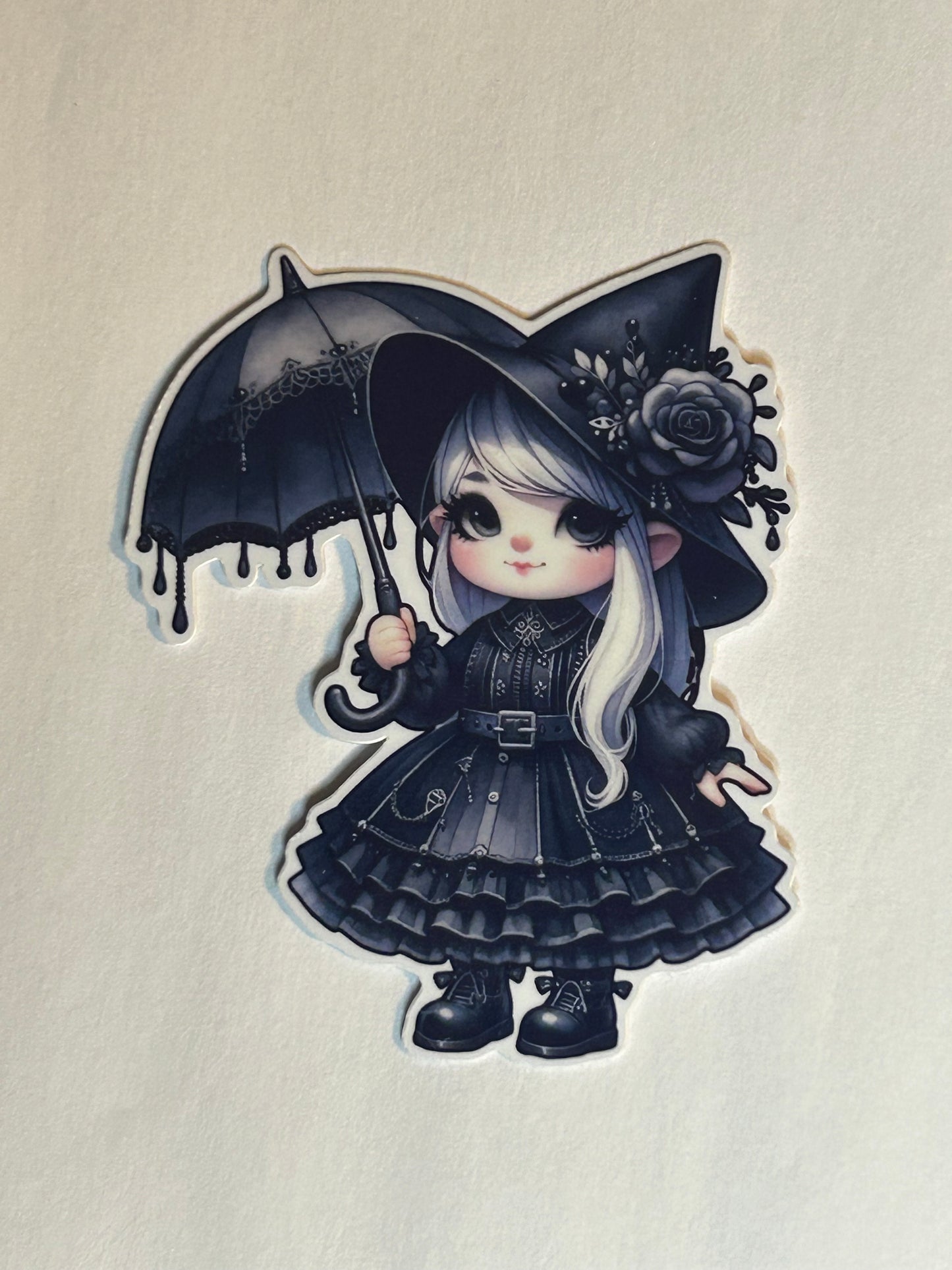 3” Glossy Goth Girl Gnome 1 Decorative Sticker