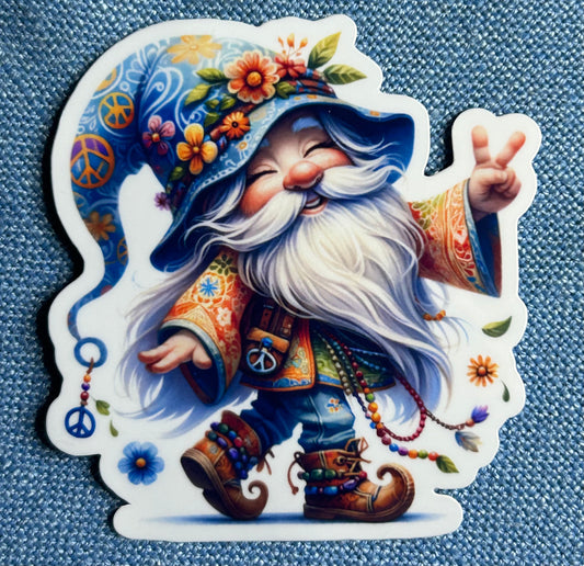 3” Glossy Hippie Gnome 4 Decorative Sticker