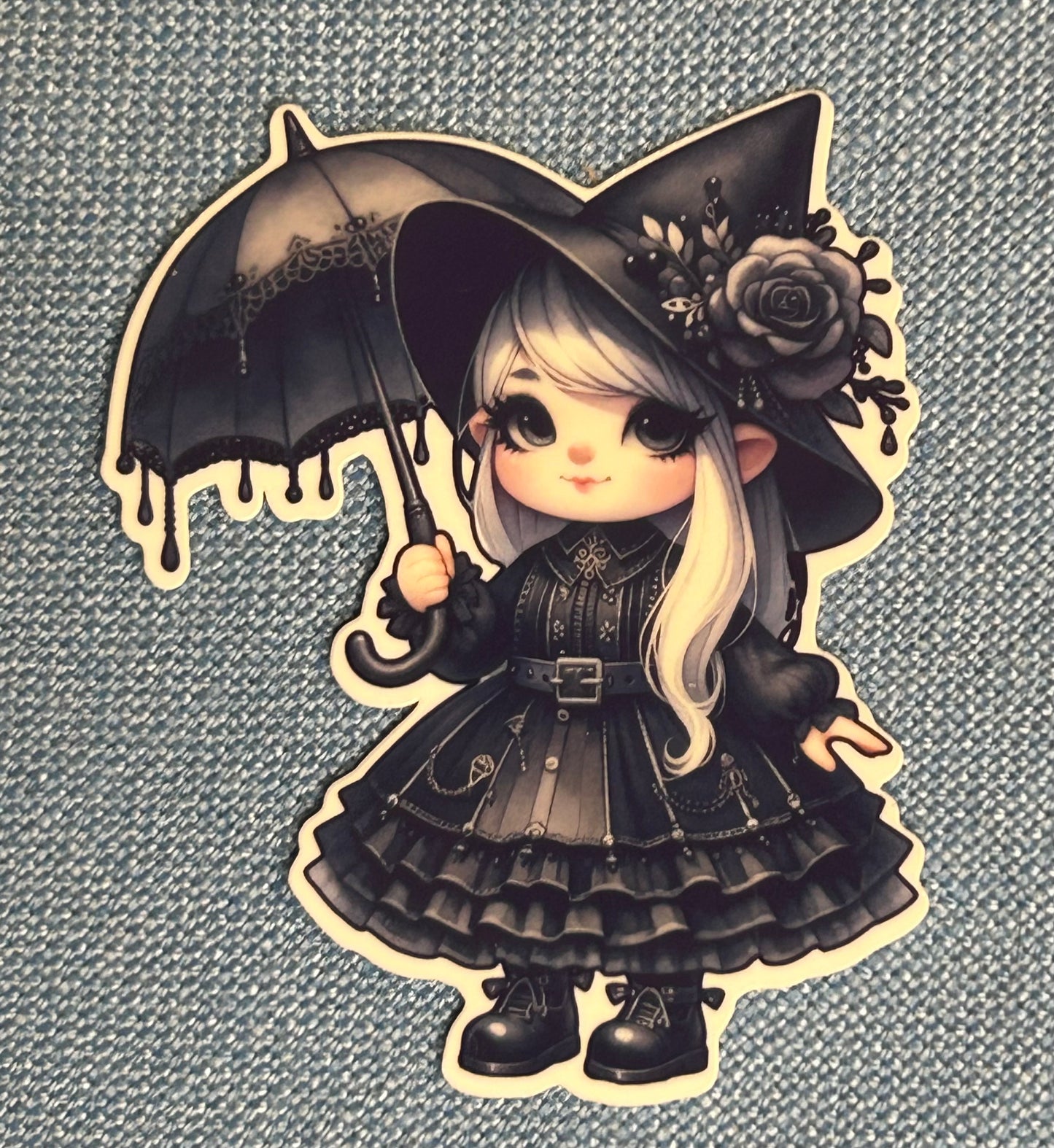 3” Glossy Goth Girl Gnome 1 Decorative Sticker