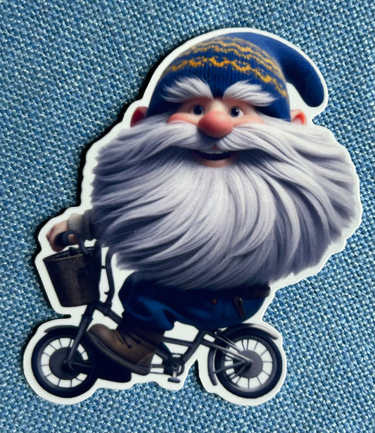 3” Glossy Biking Gnome Sticker