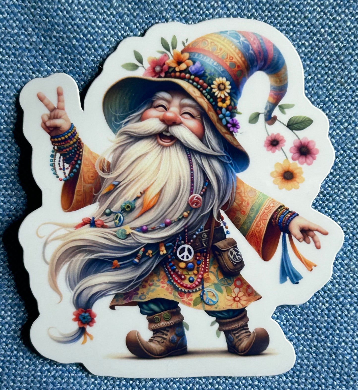 3” Glossy Hippie Gnome 2 Decorative Sticker