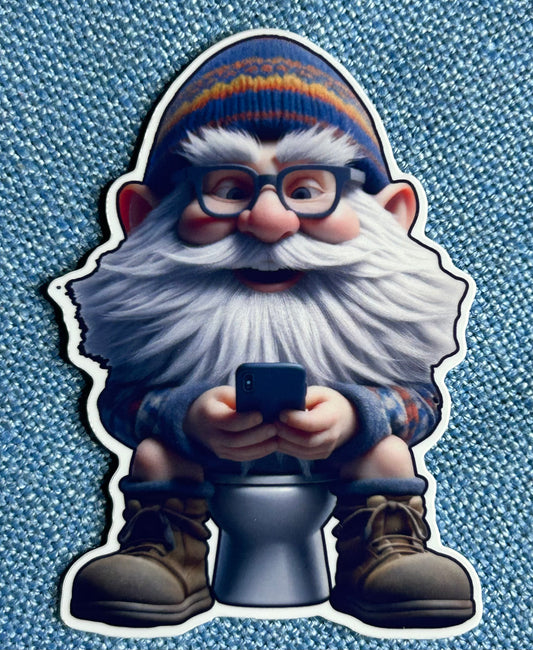 3” Glossy Toilet Gnome Sticker