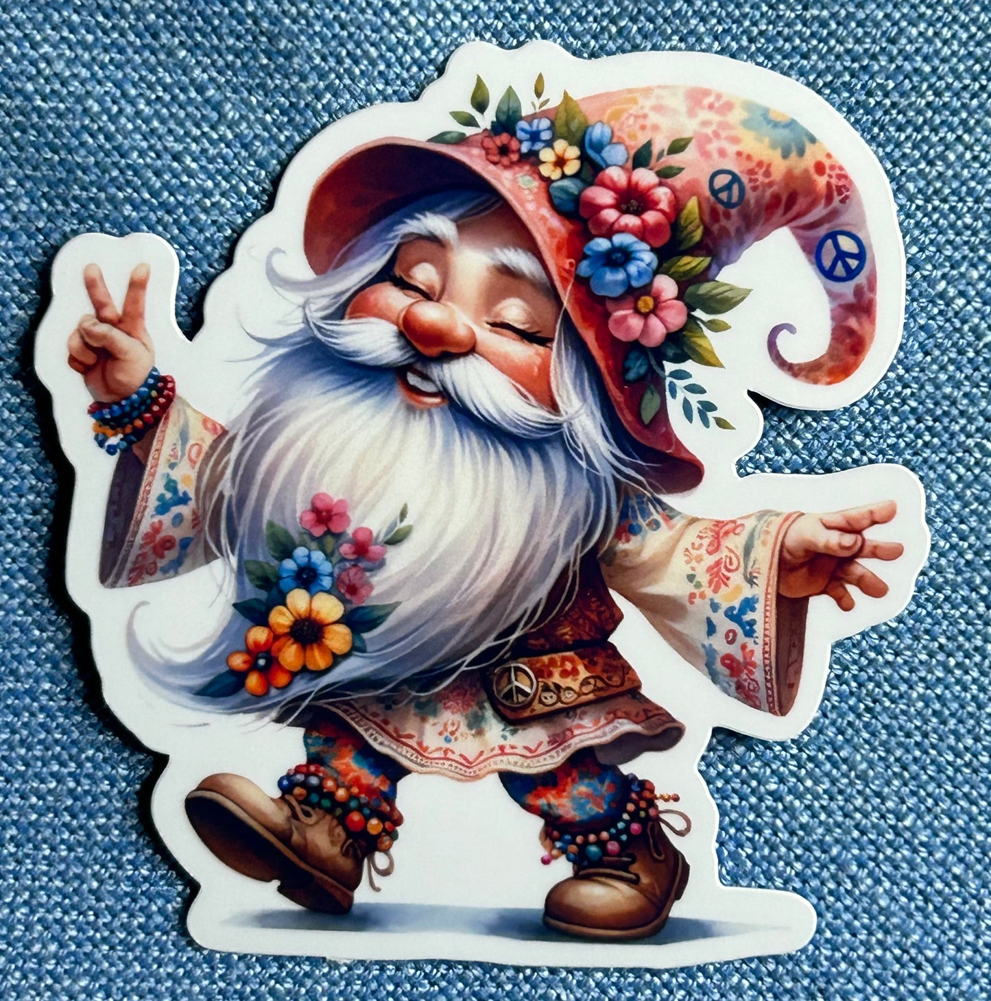 3” Glossy Hippie Gnome 3 Decorative Stickers