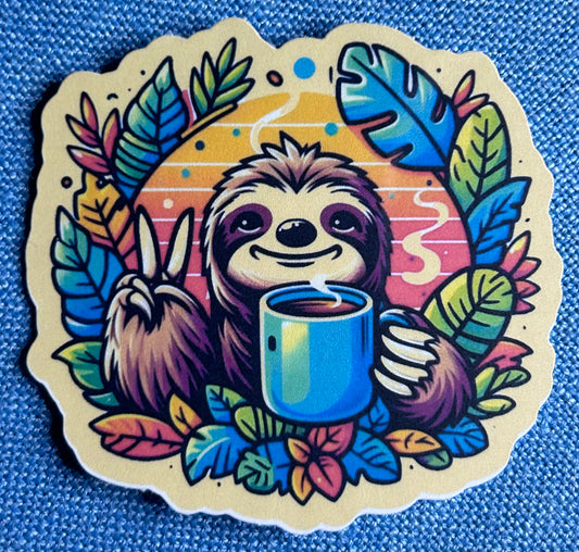 3” Glossy Coffee Sloth Sticker